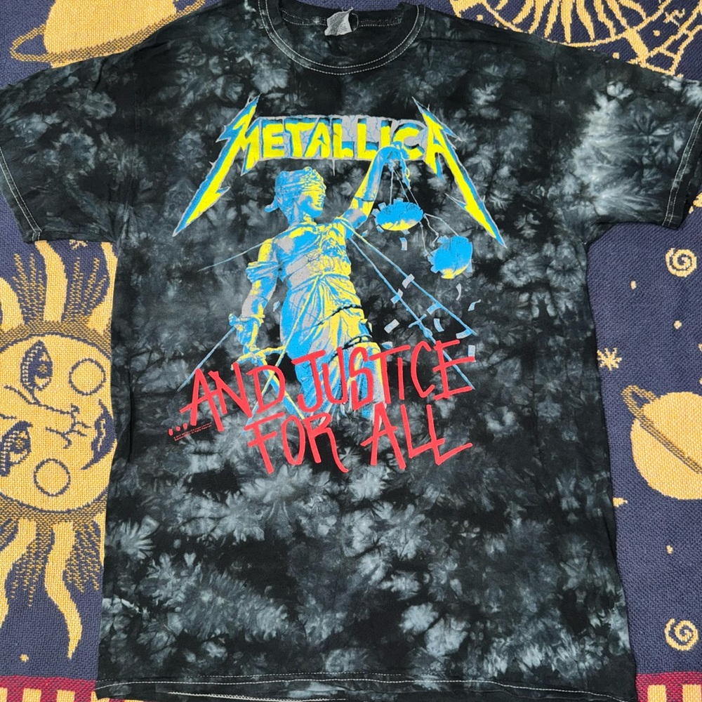 Y2K Metallica And Justice For All Tie Dye T-Shirt Men’s Size Medium